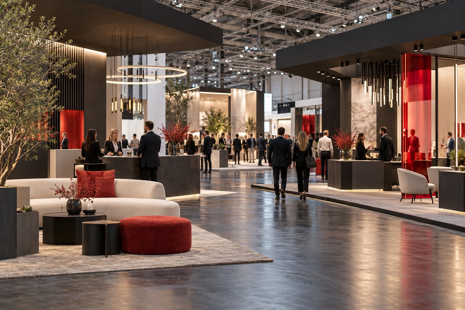 Illustrative trade fair exhibition hall